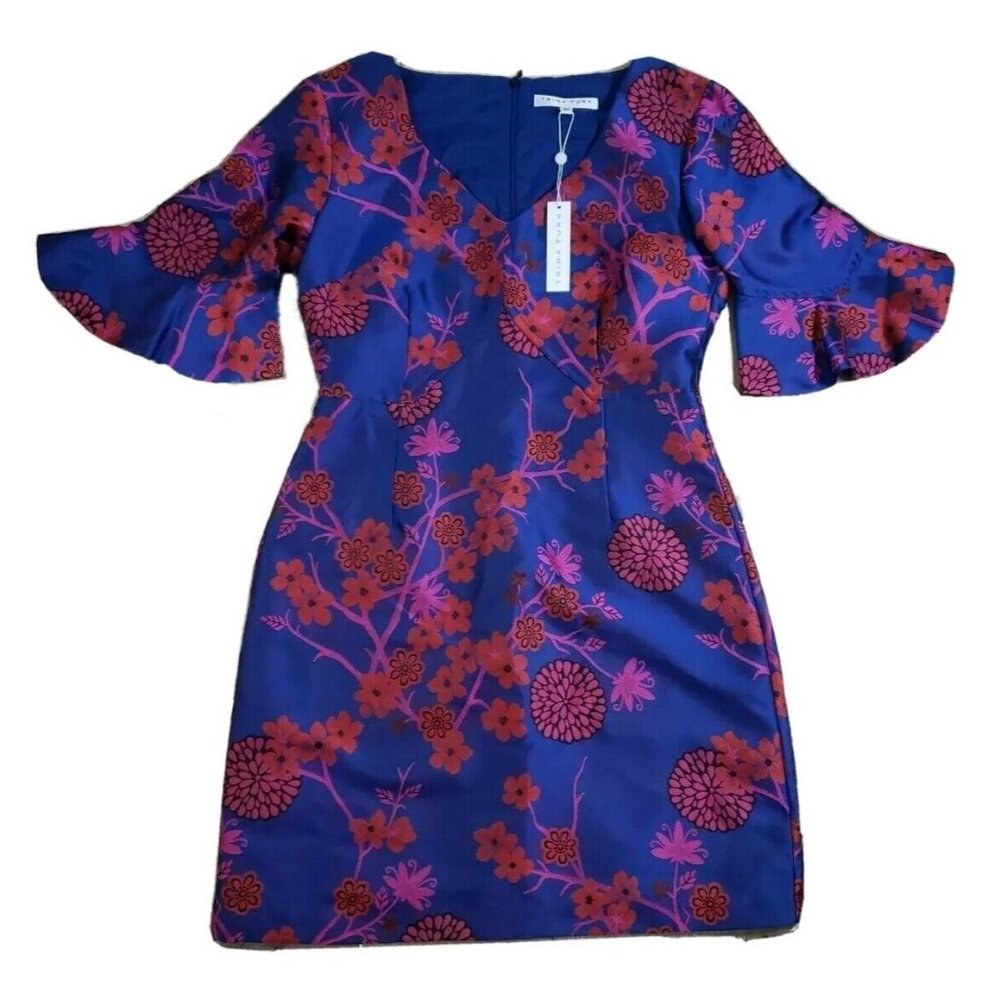 NEW - Trina Turk 10 "Petite Sirah" Floral Dress Jacquard MSRP $398 Imperfections